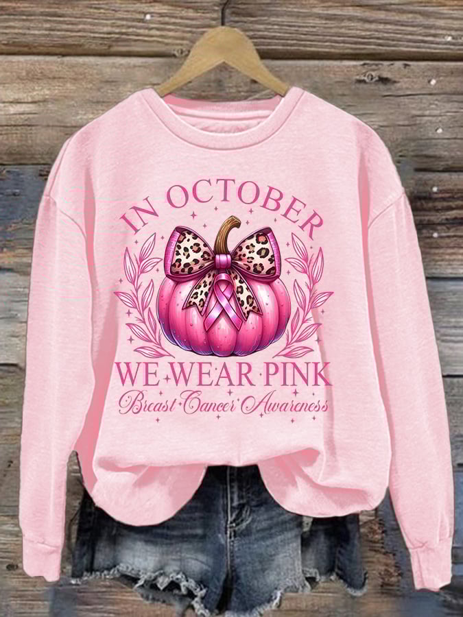 Women's Casual October We Wear Pink Pumpkin Sweatshirt
