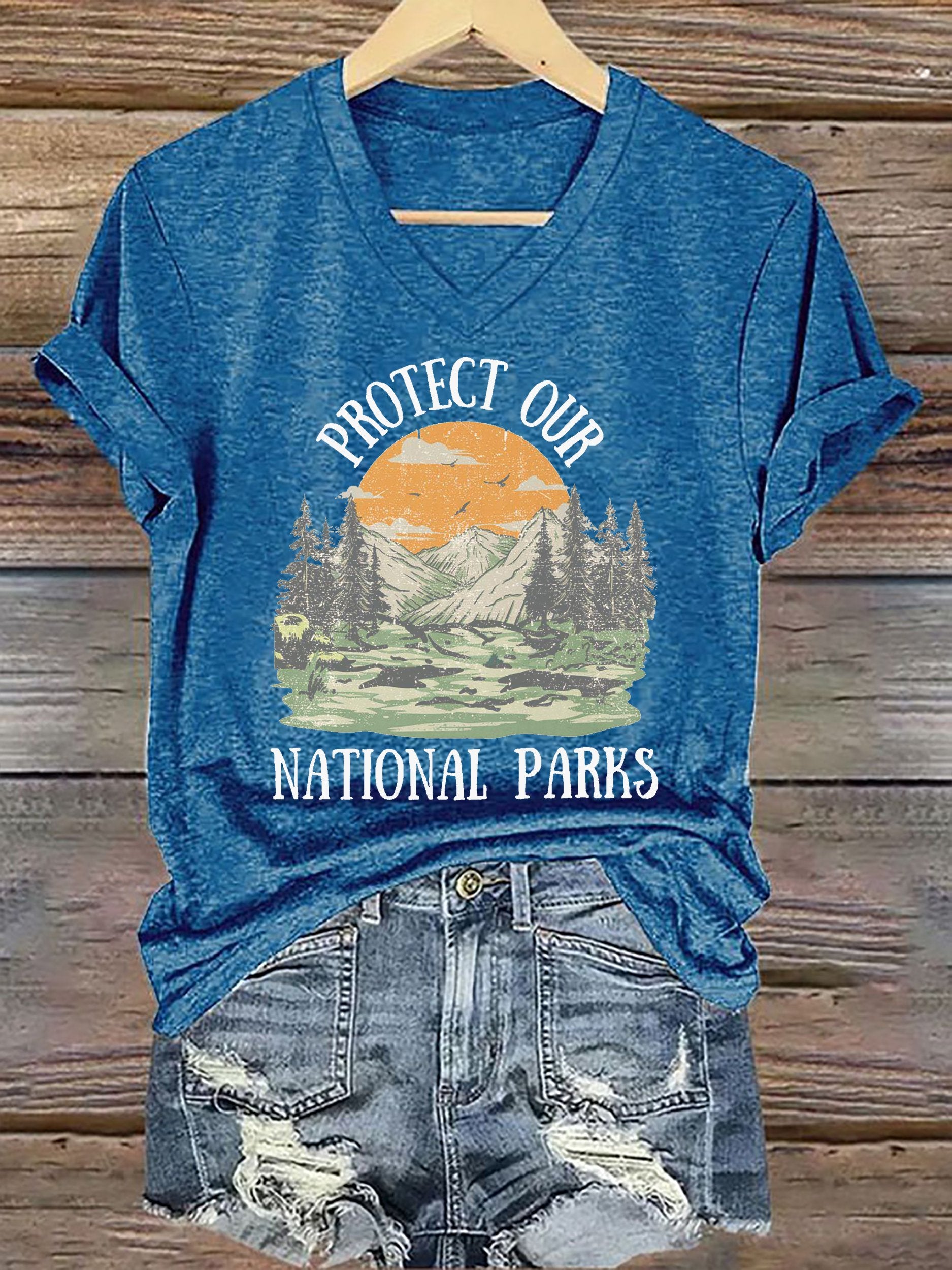 Women's Protect Our National Parks Printed Short-Sleeved T-Shirt