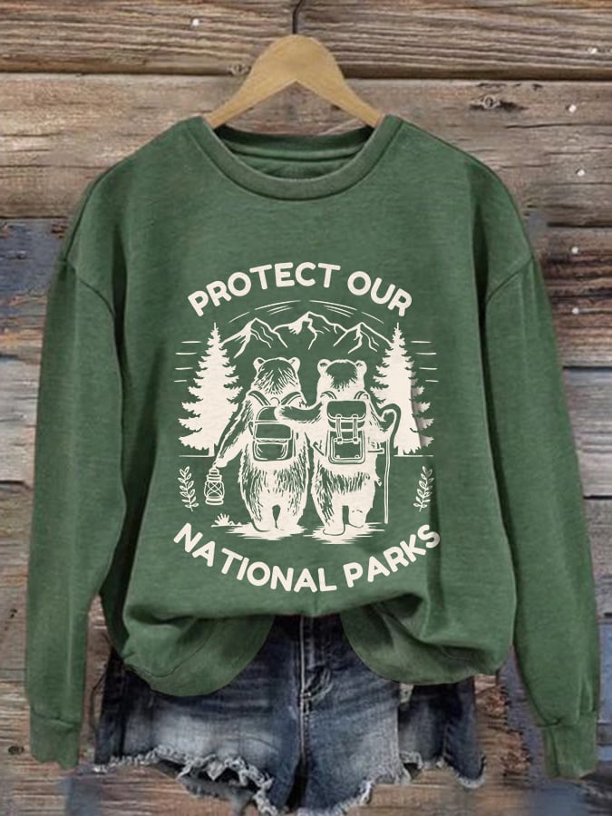 Retro Protect Our National Parks Print Sweatshirt