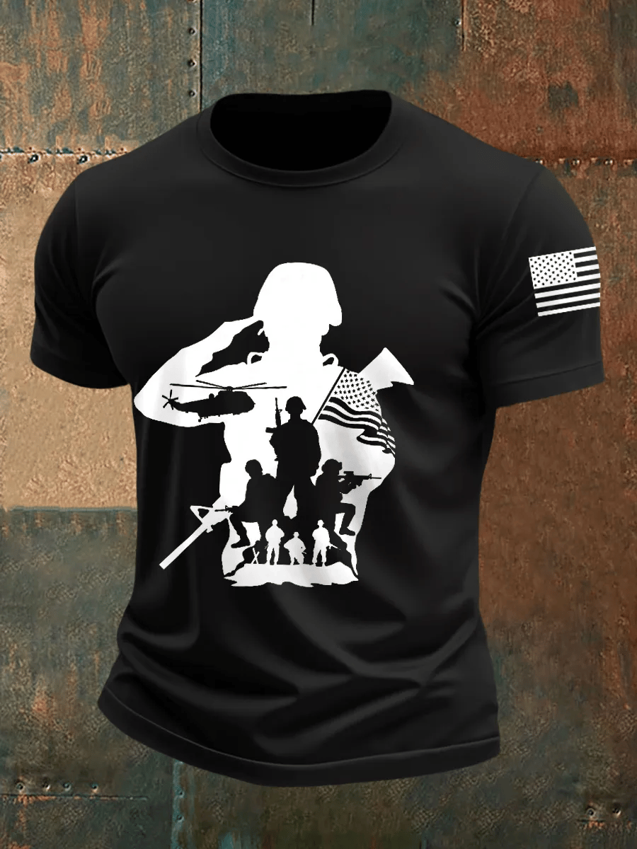 Men's Veteran Printed Round Neck T-Shirt