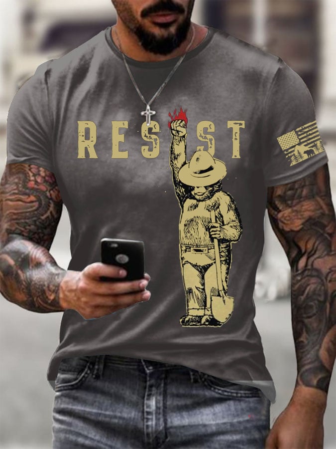 Men's Protect Our National Parks Printed Round Neck T-Shirt