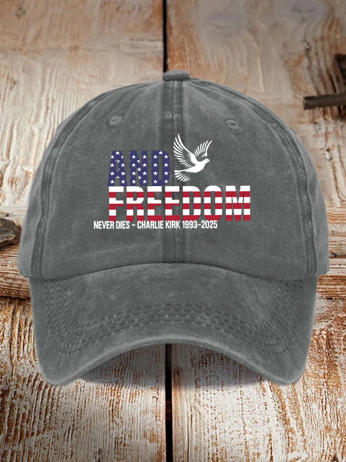 Peace and Freedom American Flag Print Baseball Cap