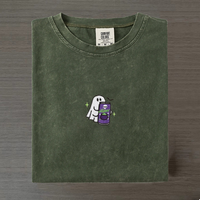 Embroidered Spooky Ghost Halloween T-shirt