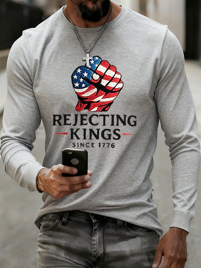 Men'S “Rejecting Kings Since 1776” Print Casual T-Shirt