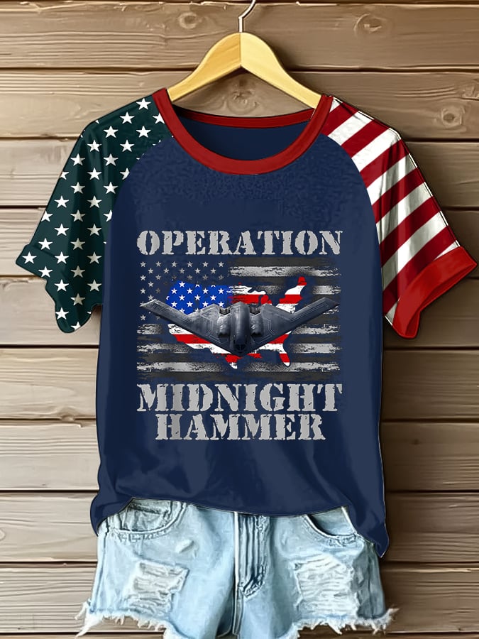 Women's "Operation Midnight Hammer" Raglan Short Sleeve T-Shirt