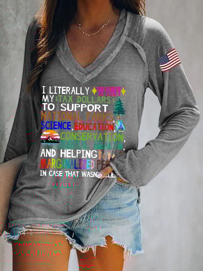 Women's Support National Parks Print V Neck T-Shirt