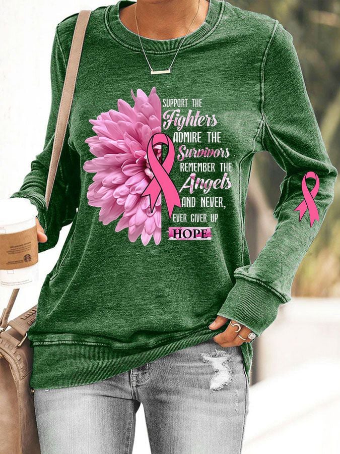 Women'S Casual Breast Cancer Awareness Long-Sleeved Sweatshirt