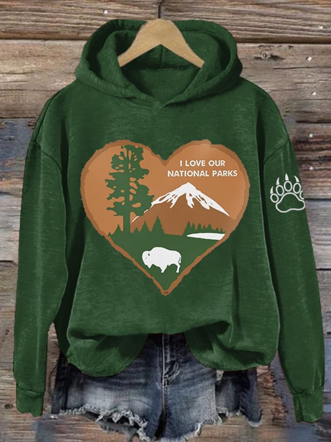 Women’s Retro I Love Our National Parks Printed Hoodie