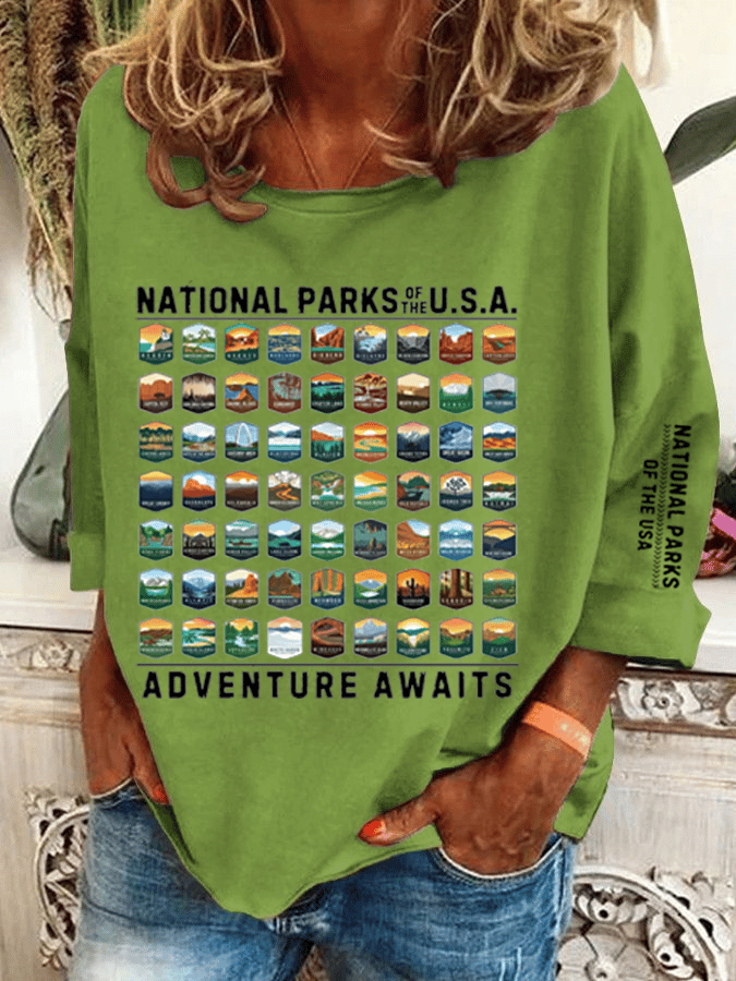 Women's National Parks Of The USA Heat Transfer Casual Sweatshirt
