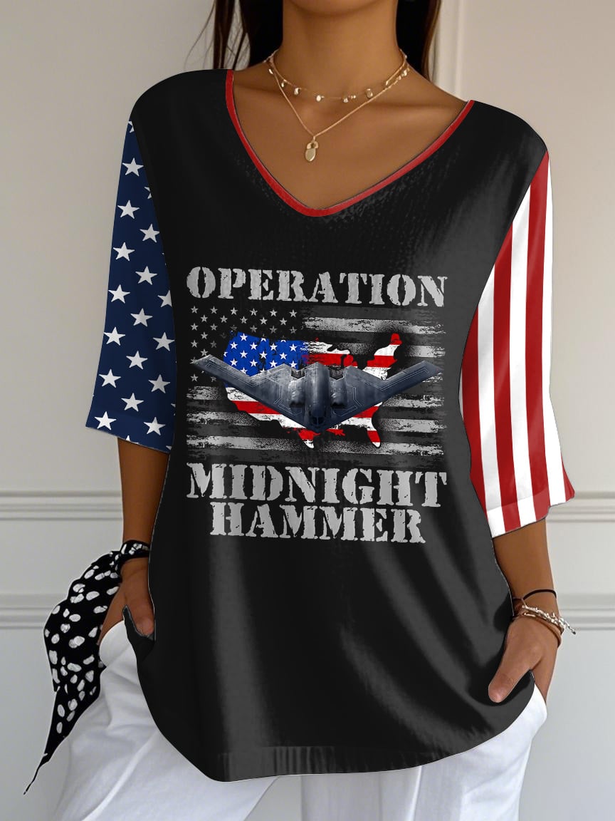 Women's Operation Midnight Hammer Printed Mid-Sleeve Casual T-Shirt