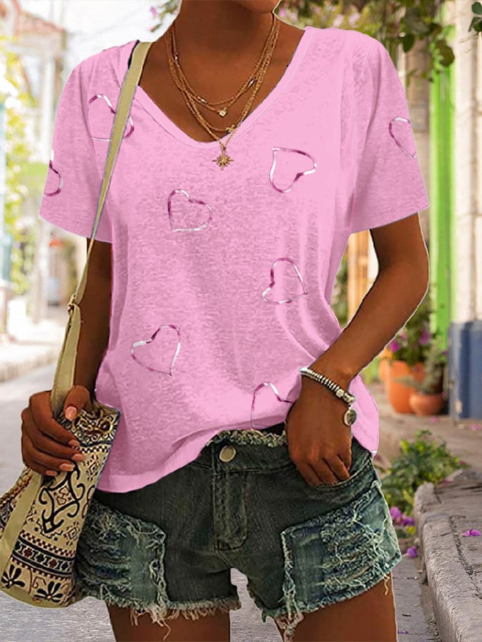 Women's Breast Cancer Awareness Print Casual T-Shirt