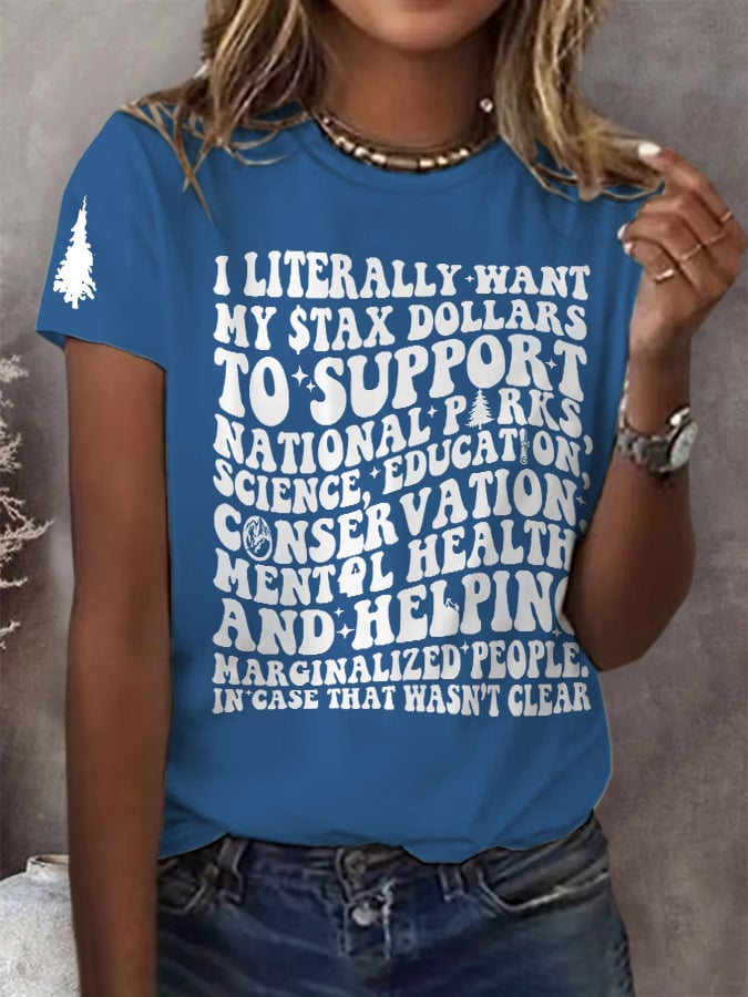 Women's Support National Parks Print Round Neck T-Shirt