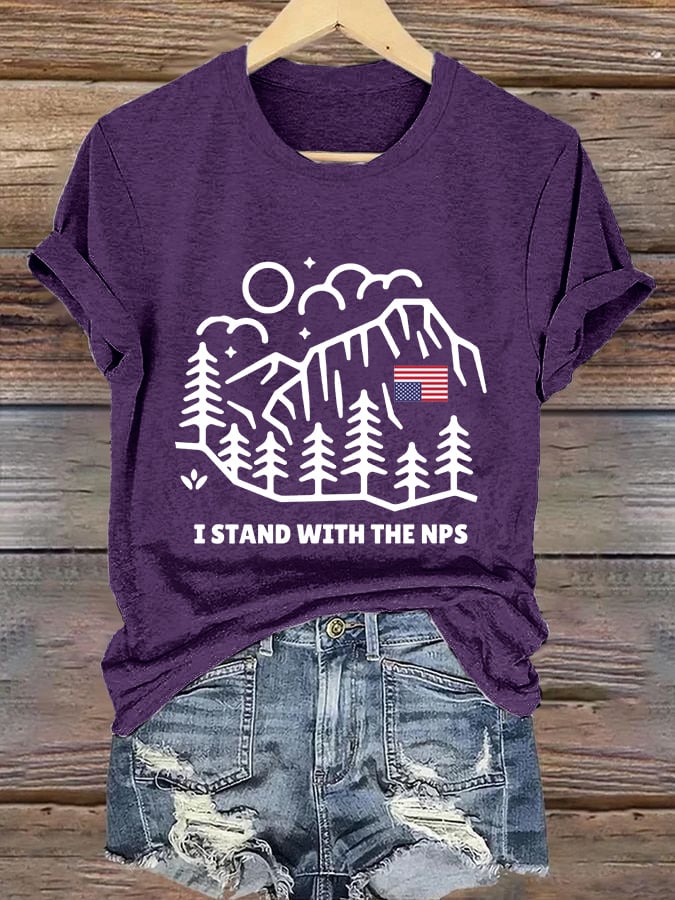 Retro I Stand With The NPS National Park Support Print T-Shirt