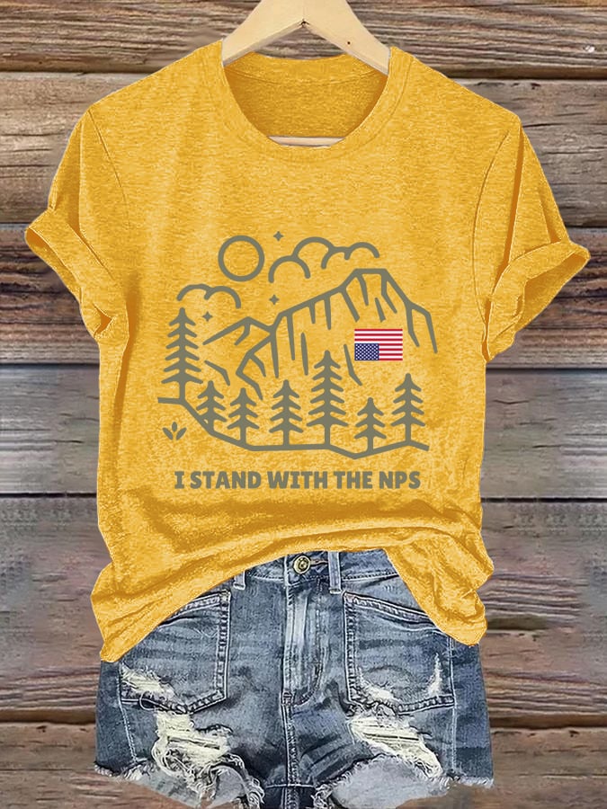 Retro I Stand With The NPS National Park Support Print T-Shirt