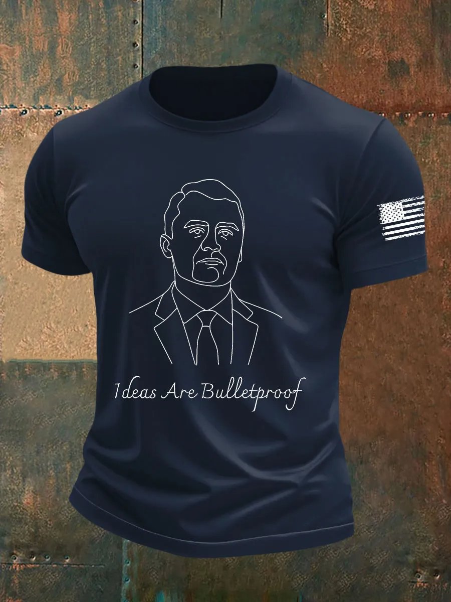 Men's Ideas Are Bulletproof Printed Casual T-Shirt