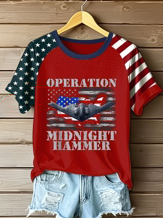 Women's "Operation Midnight Hammer" Raglan Short Sleeve T-Shirt