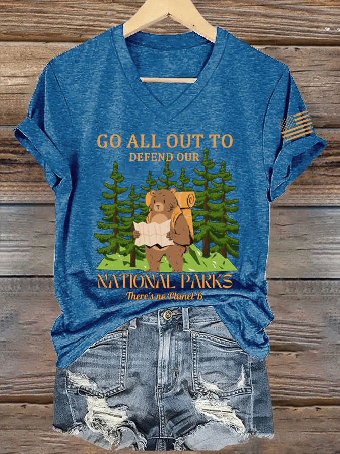 Women's Protect National Parks Print V-Neck T-Shirt
