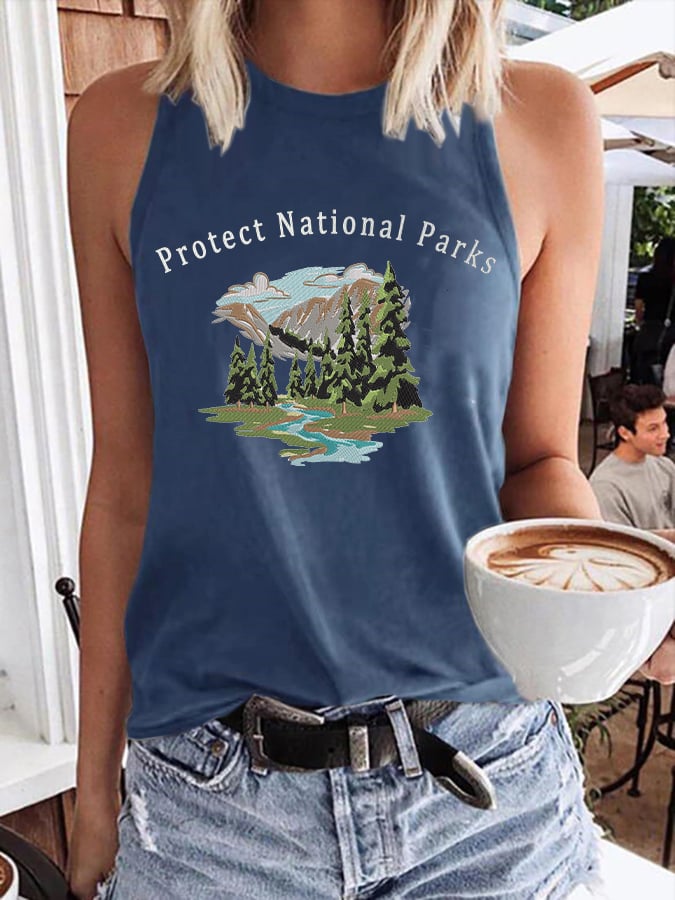 Women’s Retro Protect Our National Parks Print Tank Top