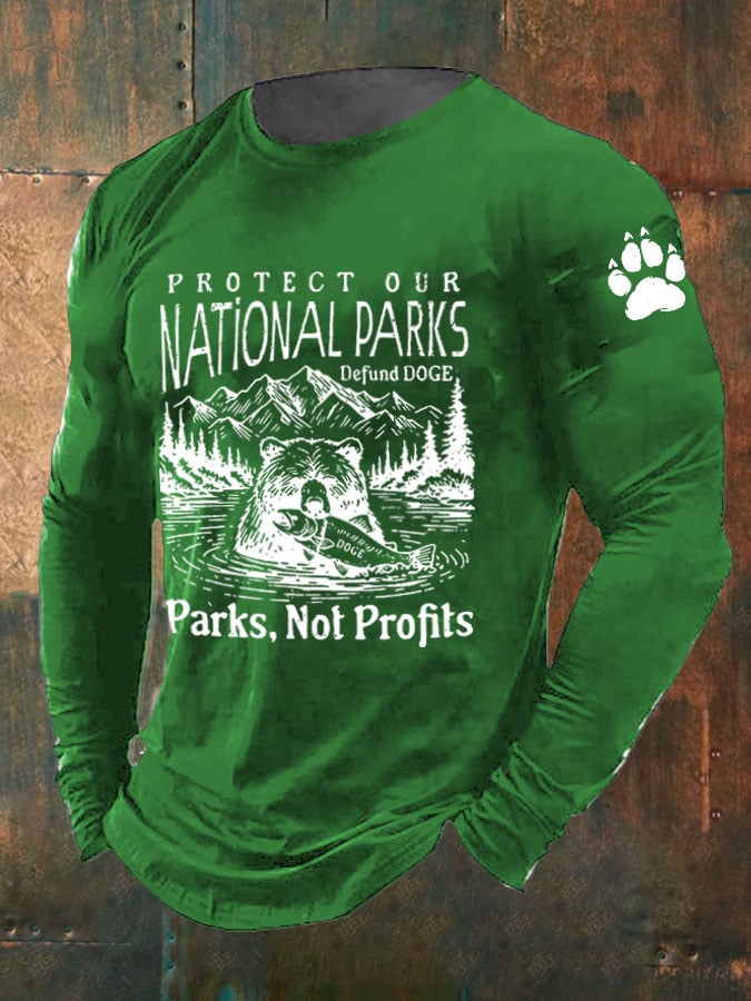 Men's Protect Our National Parks Print Long Sleeve Top