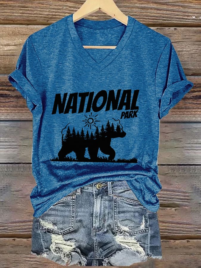 Women's National Park Print V-Neck T-Shirt