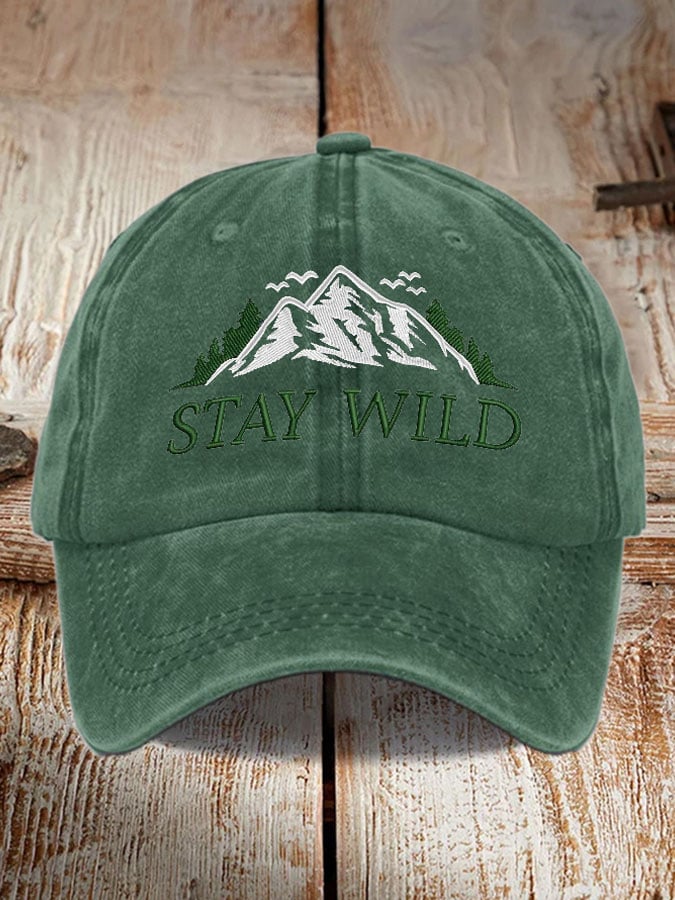 Retro Stay Wild Mountains Protect National Parks Printed Baseball Cap