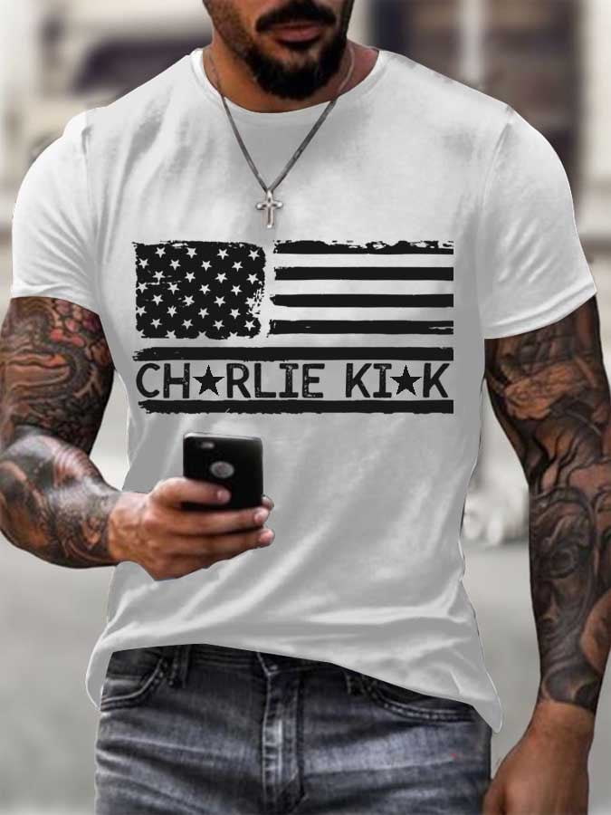Men's Freedom Flag Print T-Shirt