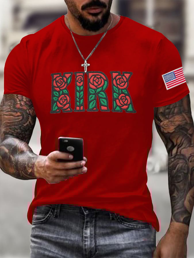 Men's Rose Printed Casual T-Shirt