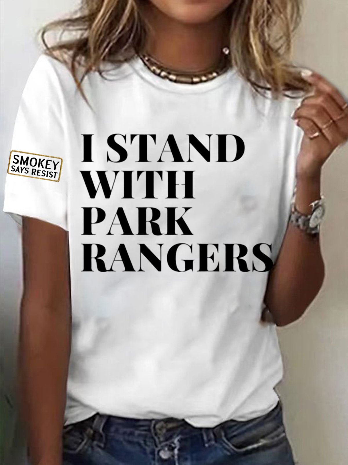Women's I Stand With Park Rangers Printed Short-Sleeved T-Shirt
