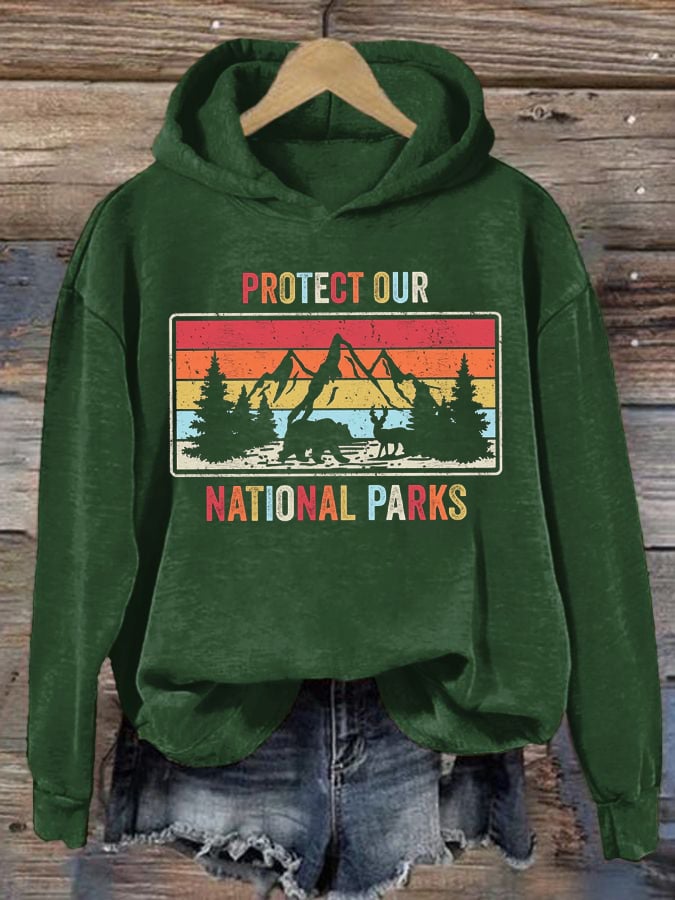 Women's Retro Retro Protect Our National Parks Printed Hoodie