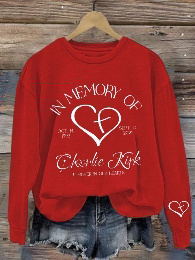 Retro Forever In Our Hearts Print Sweatshirt