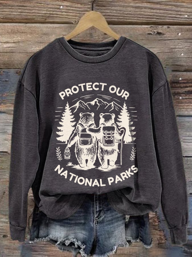 Retro Protect Our National Parks Print Sweatshirt