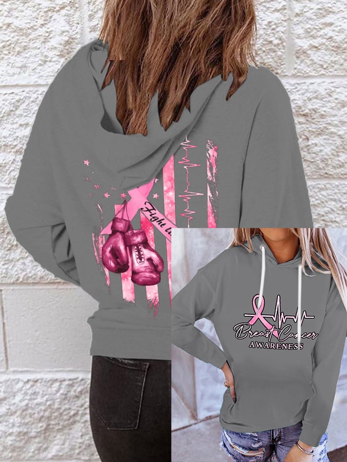 Women'S Casual Printed Hooded Long-Sleeve Sweatshirt