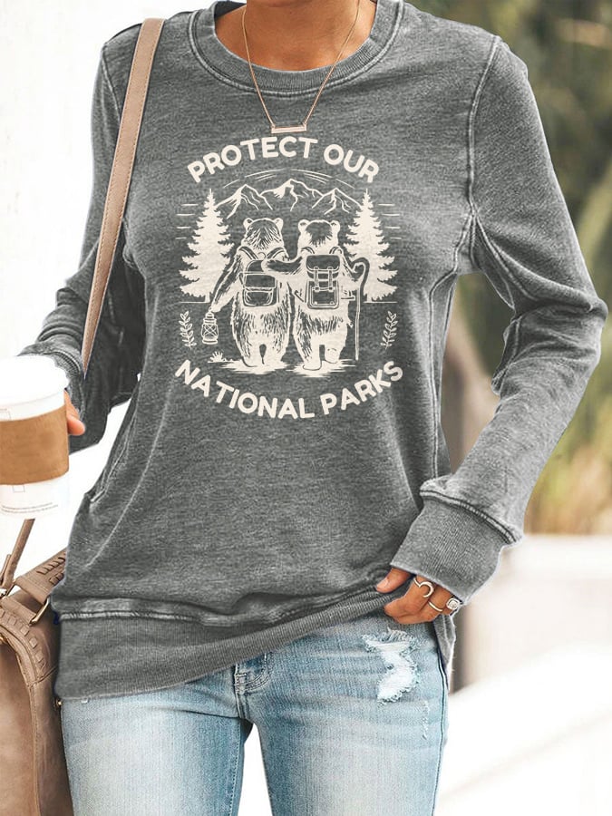 Retro Protect Our National Parks Print Sweatshirt