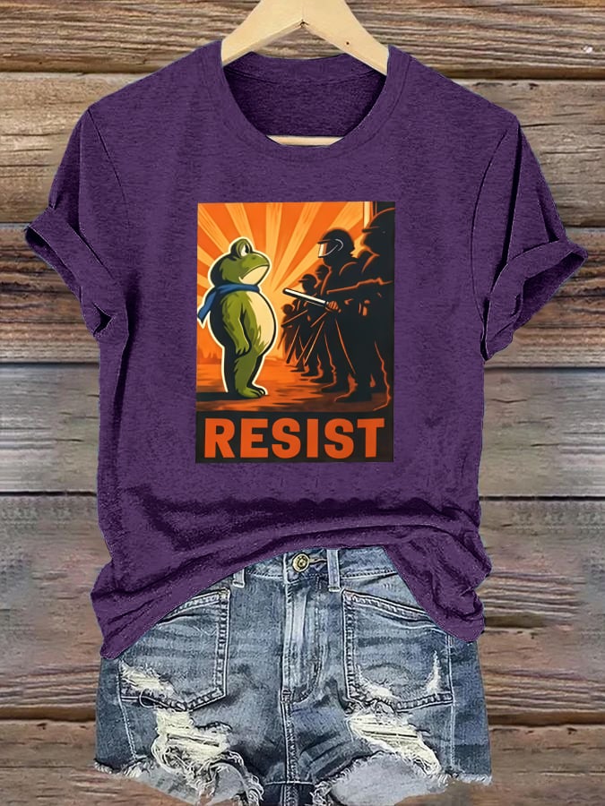 Women's Portland Frog Resist Printed Casual T-Shirt