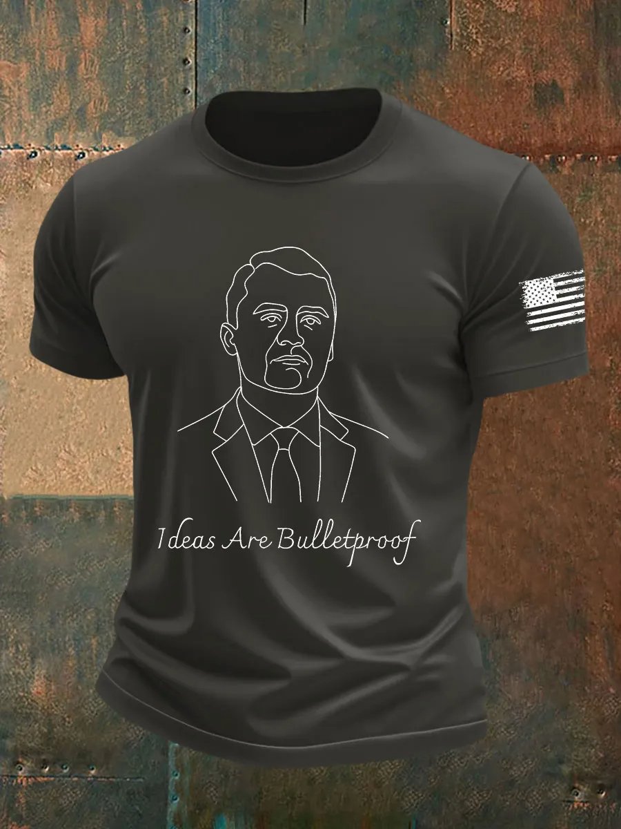 Men's Ideas Are Bulletproof Printed Casual T-Shirt