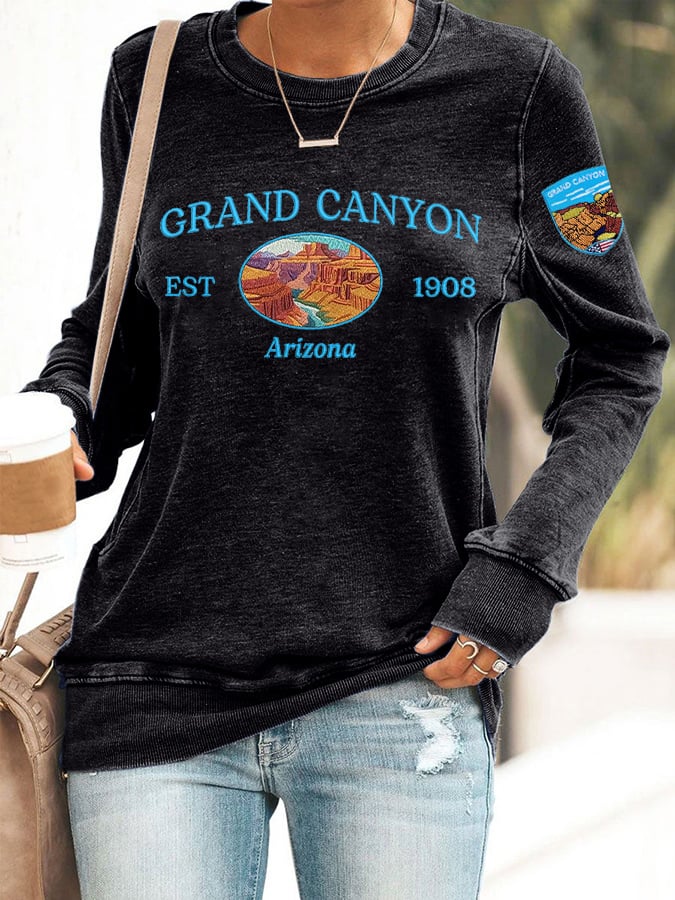 Retro Grand Canyon National Park Print Sweatshirt