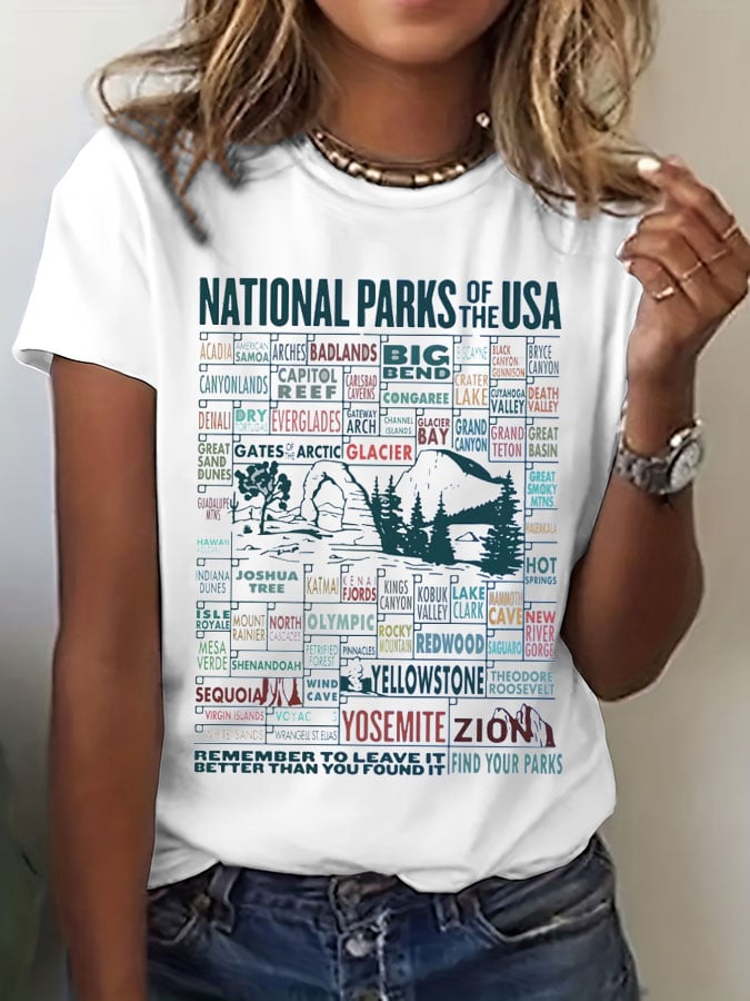 Women's 63 National Parks Printed T-Shirts