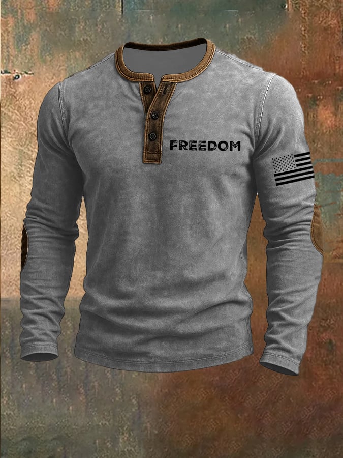 Men's freedom Print Henley Top