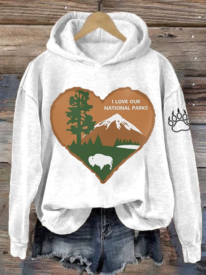 Women’s Retro I Love Our National Parks Printed Hoodie