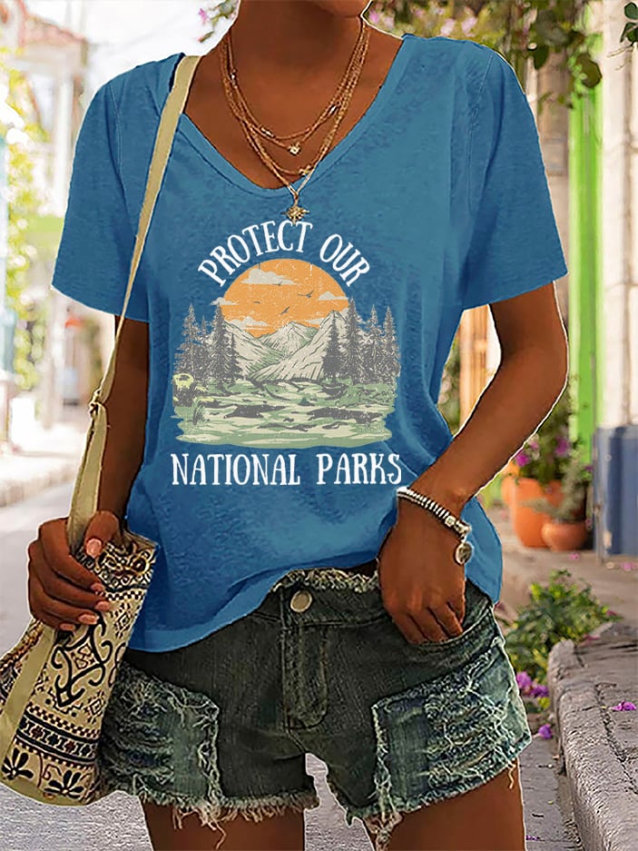 Women's Protect Our National Parks Printed Short-Sleeved T-Shirt