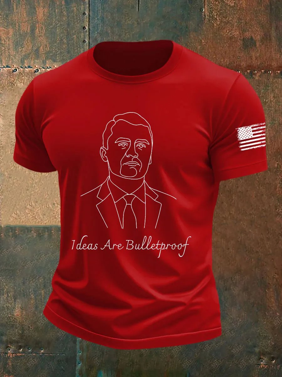Men's Ideas Are Bulletproof Printed Casual T-Shirt