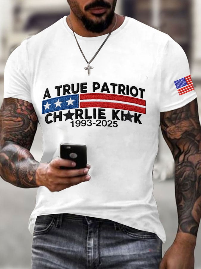 Men's Commemorative Leader A true Patriot Print T-Shirt