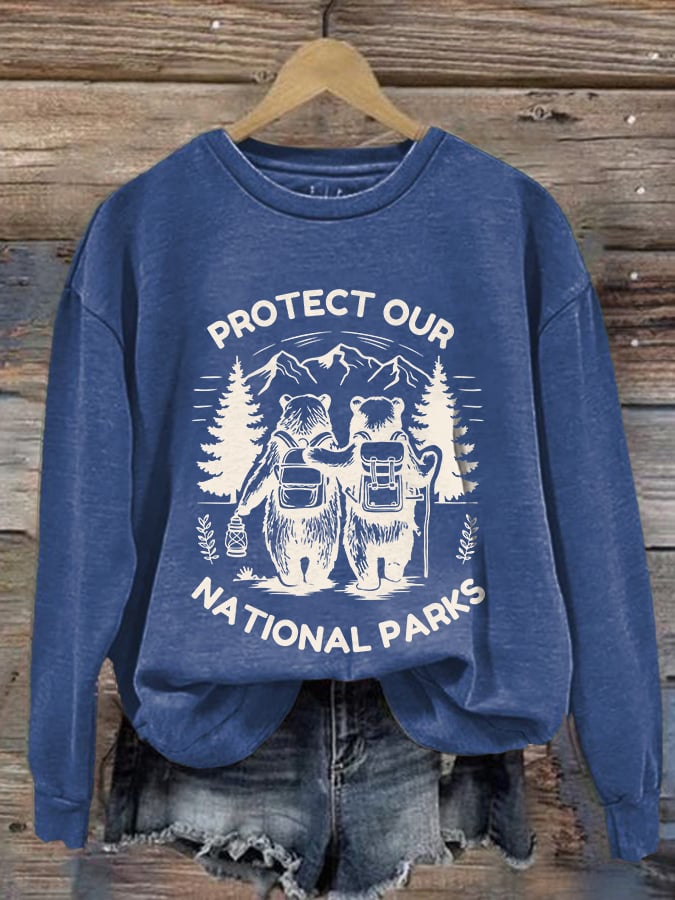Retro Protect Our National Parks Print Sweatshirt