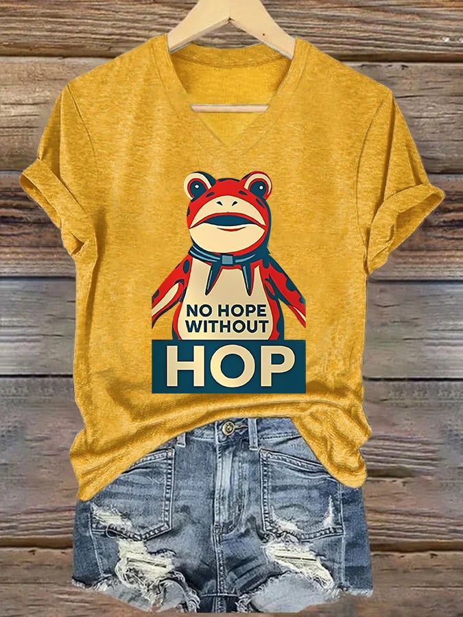 V-neck Women's no hope without hop Printed Casual T-Shirt