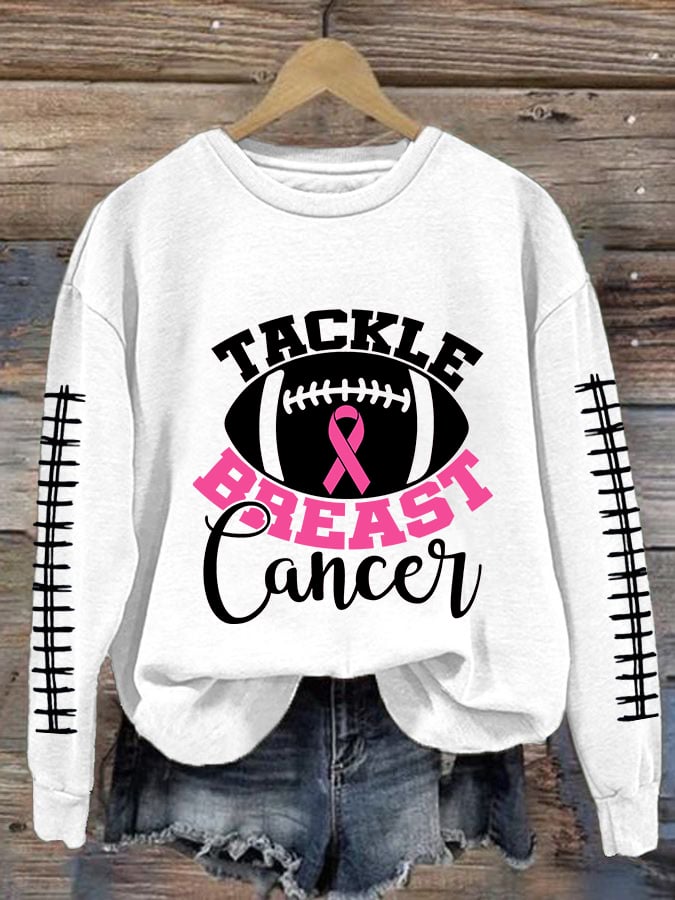 Women's Breast Cancer Awareness Print Casual Sweatshirt