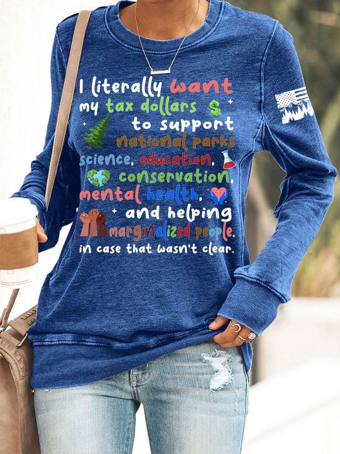 Women's Support National Parks Print Round Neck Sweatshirt