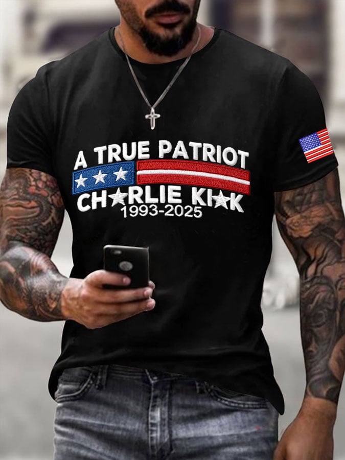 Men's Commemorative Leader A true Patriot Print T-Shirt