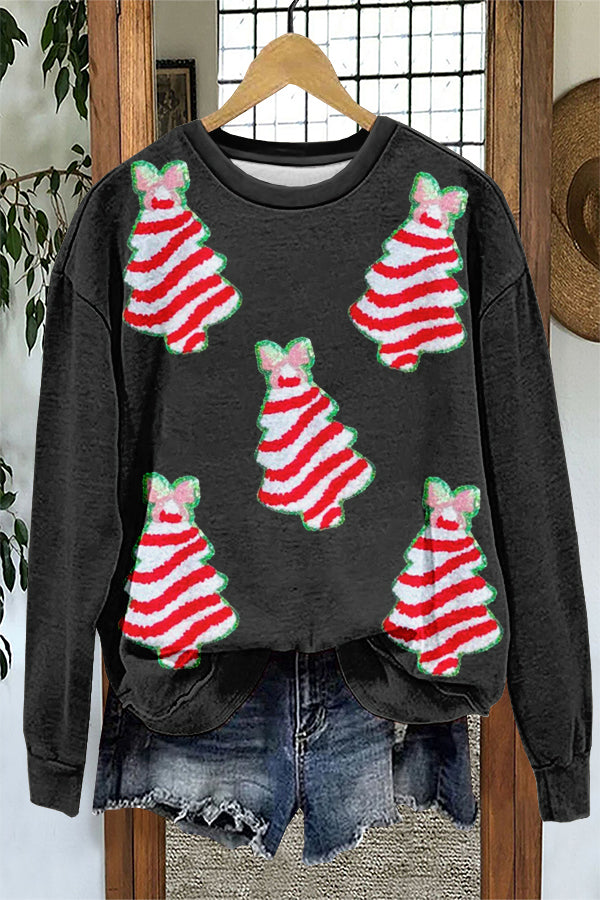 Shiny Cute Christmas Tree Print Sweatshirt