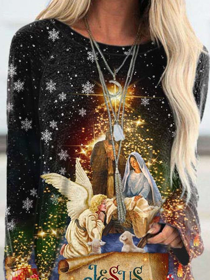 Christmas Snowflake Jesus Is The Reason For The Season Christmas Print Irregular Tops