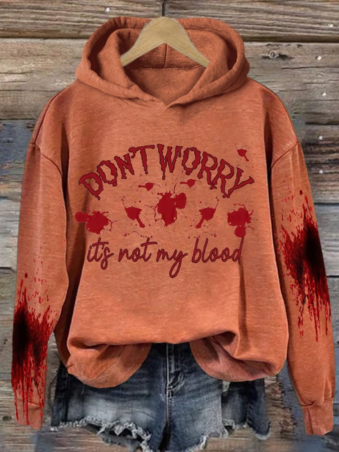 Don't Worry It'S Not My Blood Halloween Women'S Printed Casual Long-Sleeved Sweatshirt